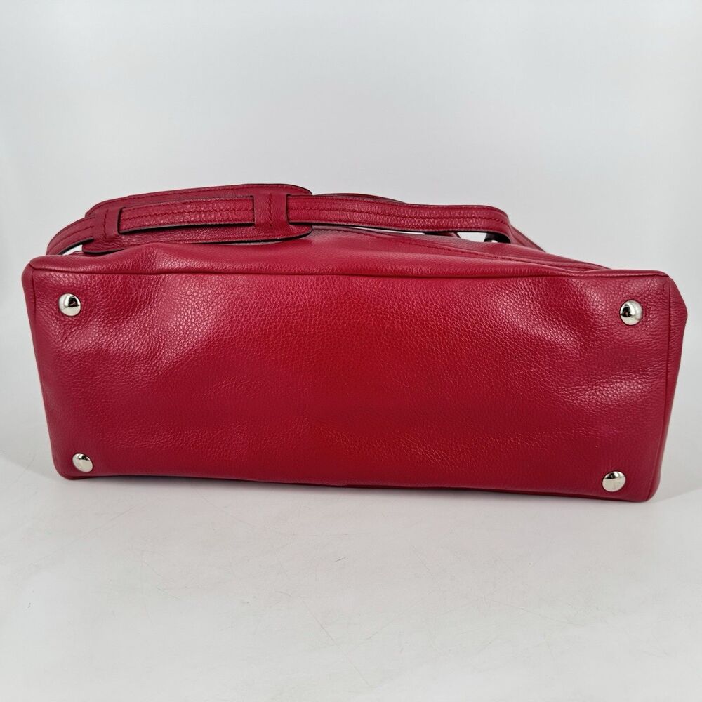 Coach F23268 Red Leather Carryall Tote Satchel Large Turn Lock Strap - Picture 5 of 12